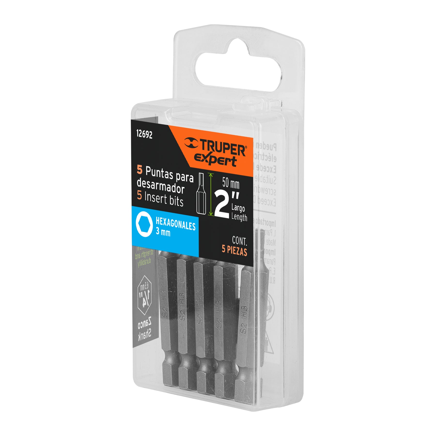 Estuche con 5 puntas hexagonales de 3 mm largo 2", Expert