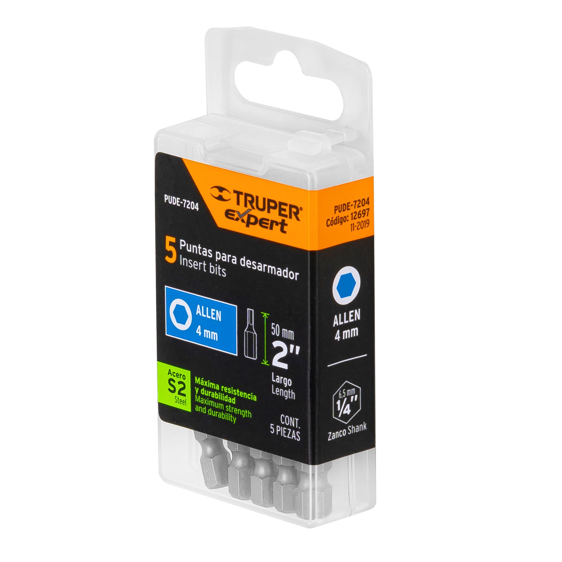 Estuche con 5 puntas hexagonales de 4 mm largo 2", Expert