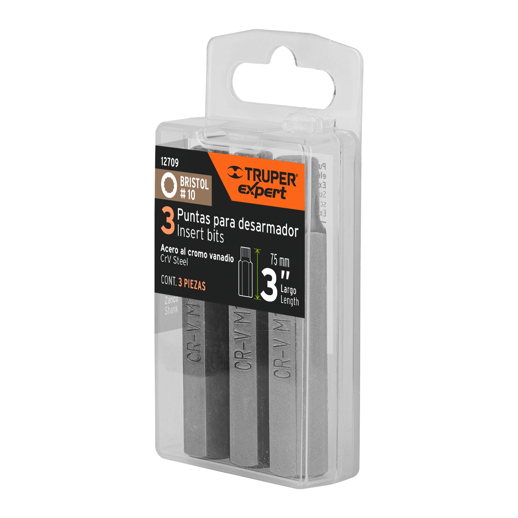 Estuche con 3 puntas bristol M10 largo 3", Truper Expert