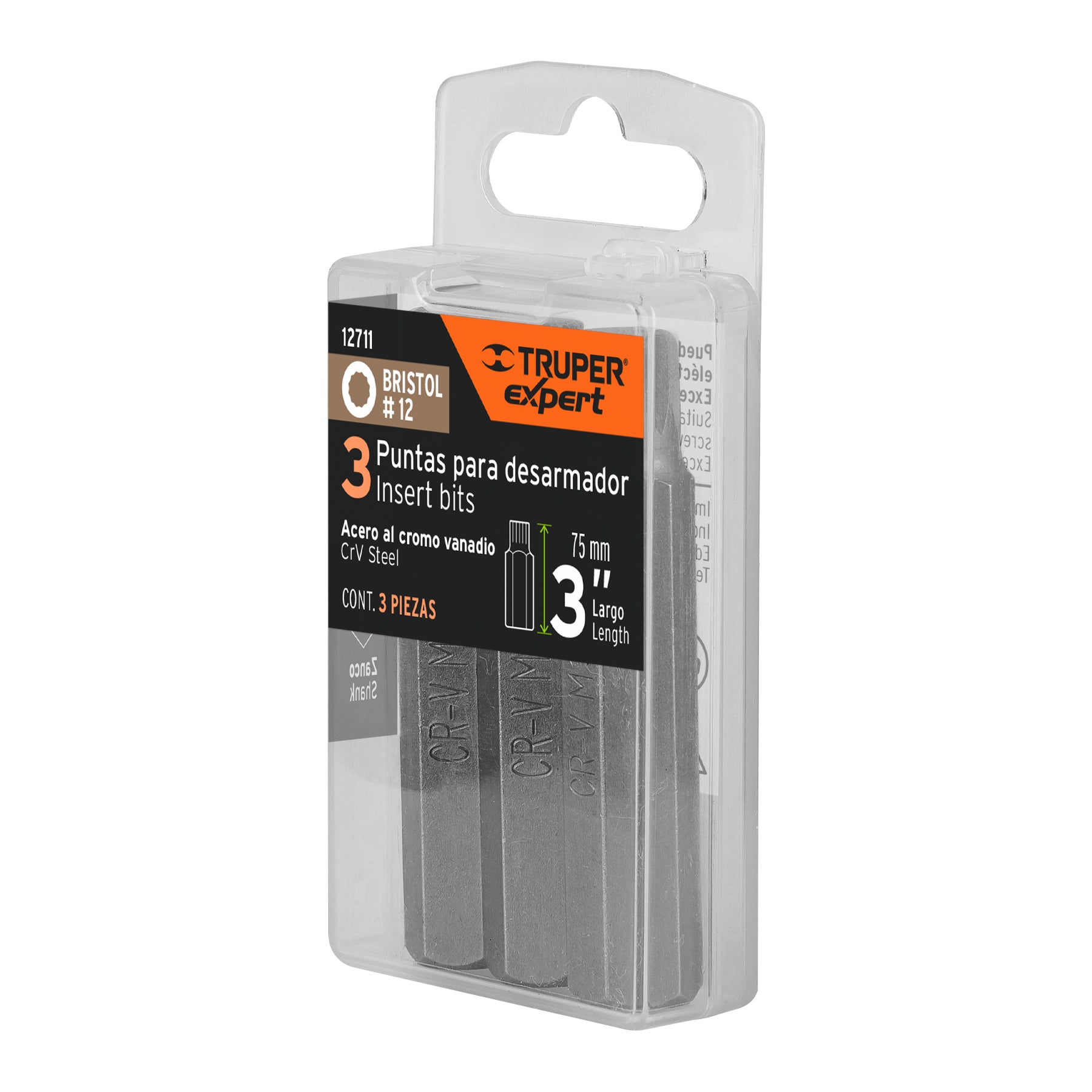 Estuche con 3 puntas bristol M12 largo 3", Truper Expert