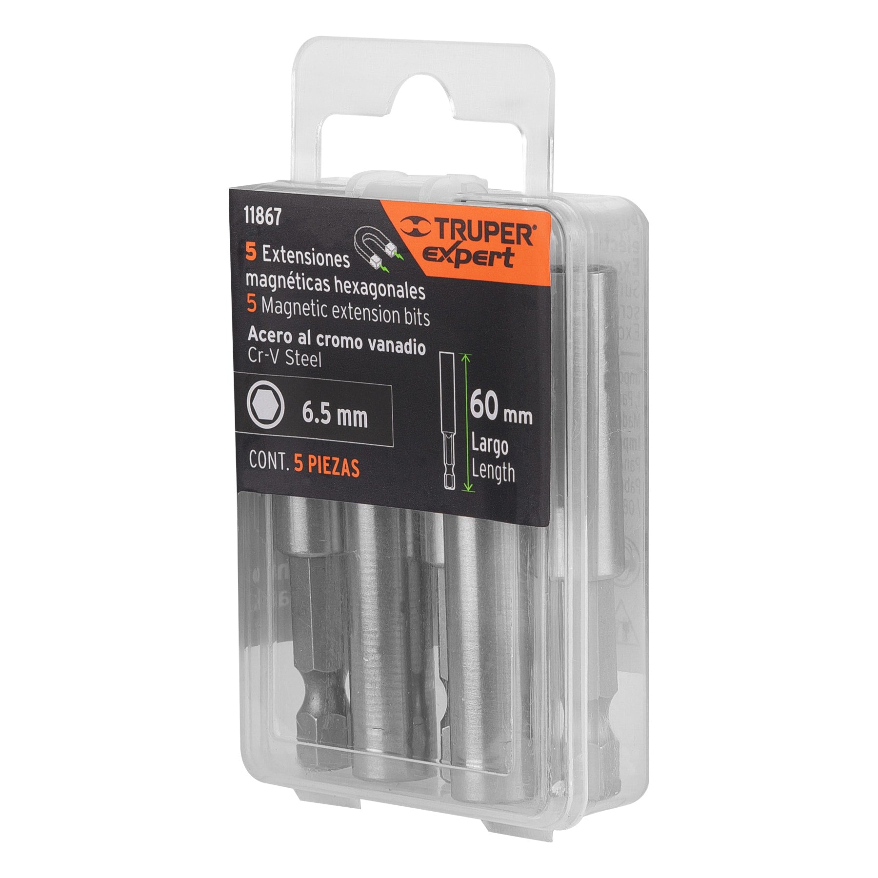 Estuche con 5 extensiones de 60 mm, magnéticas, Expert