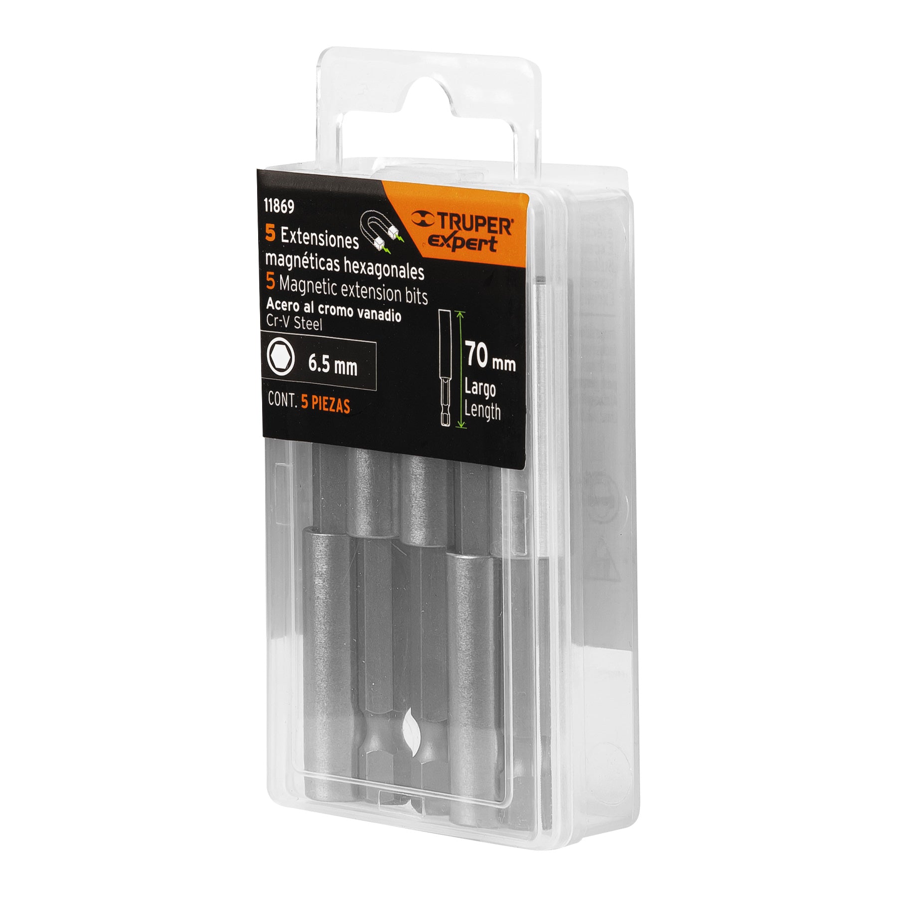 Estuche con 5 extensiones de 70 mm, magnéticas, Expert