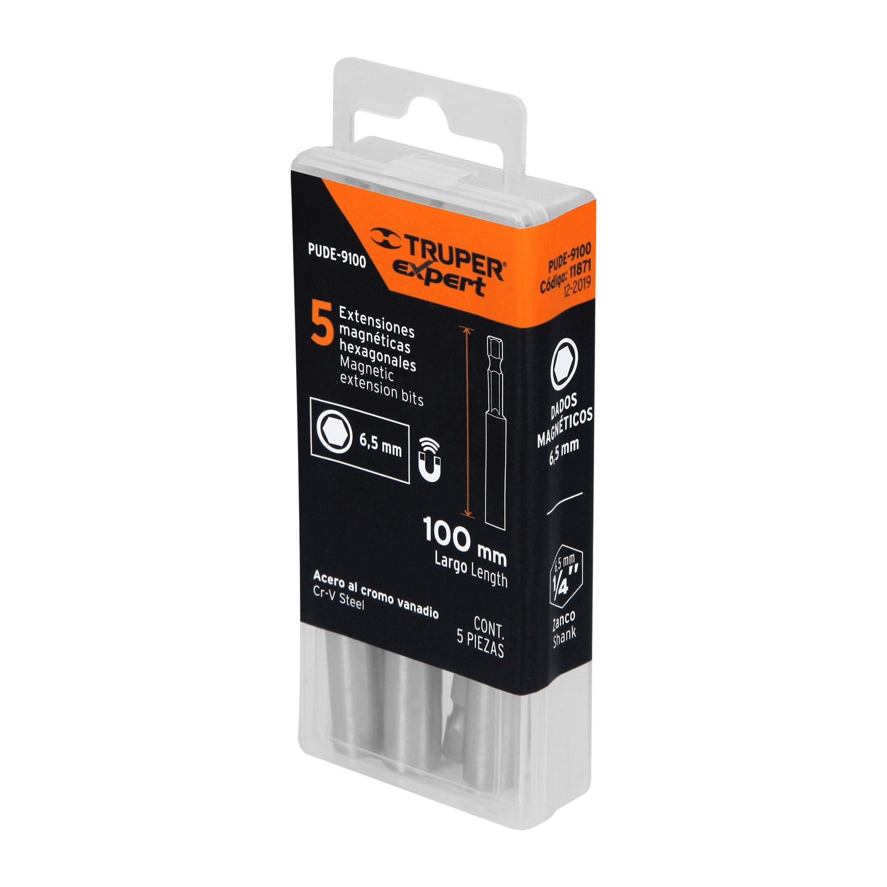 Estuche con 5 extensiones de 100 mm, magnéticas, Expert