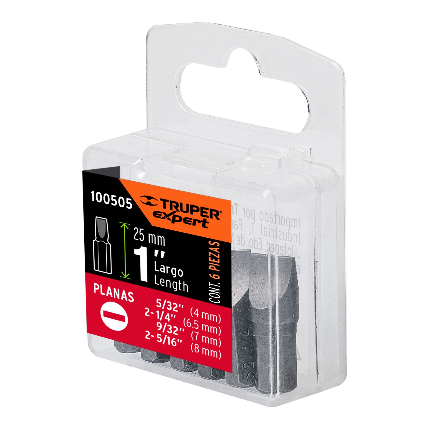 Estuche con 6 puntas planas combinadas largo 1", Expert