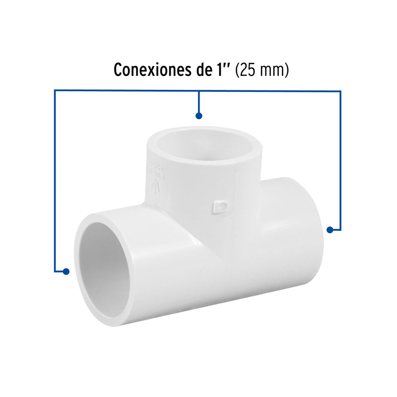 Tee sencilla de PVC 1",  Foset