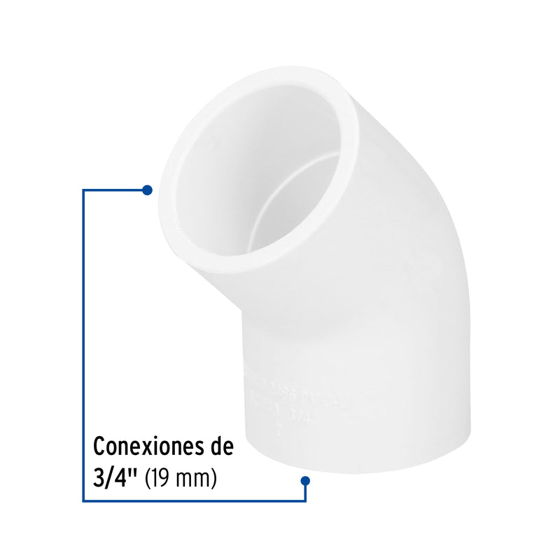 Codo 45? de PVC de 3/4",  Foset