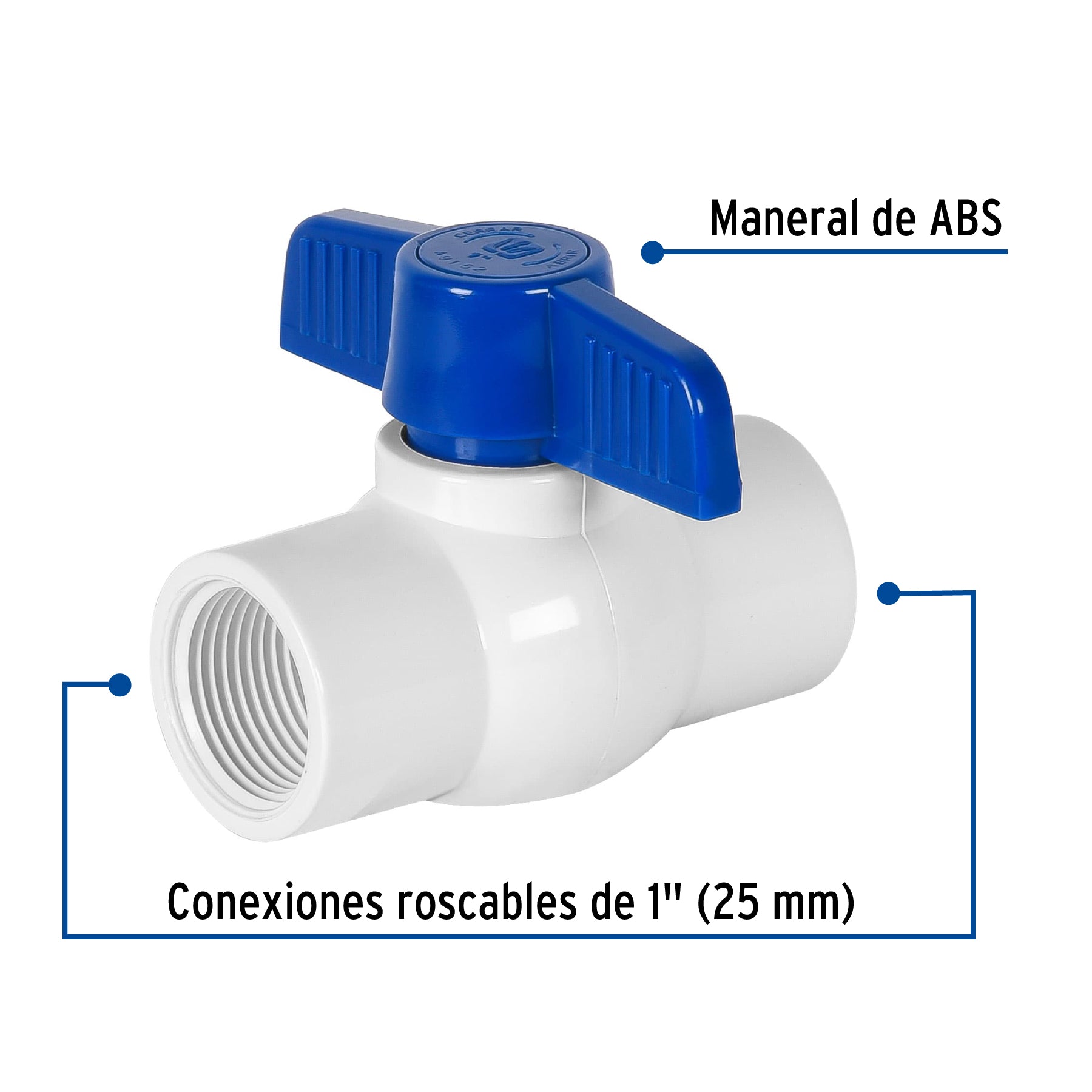 Válvula esfera de PVC 1" roscable, Foset