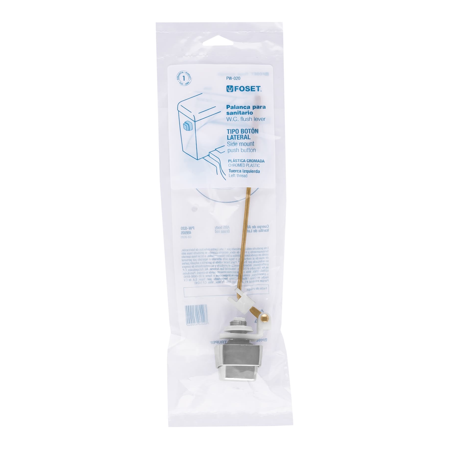 Botón lateral plástico cromado para WC, Foset