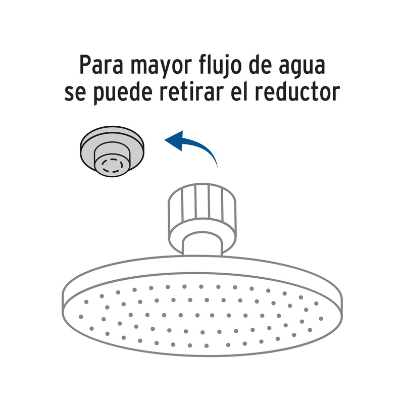 Regadera satín 8" plato redondo,  con brazo,  Foset Element