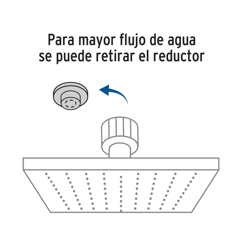 Regadera satín 8" plato cuadrado delgado sin brazo,  Riviera