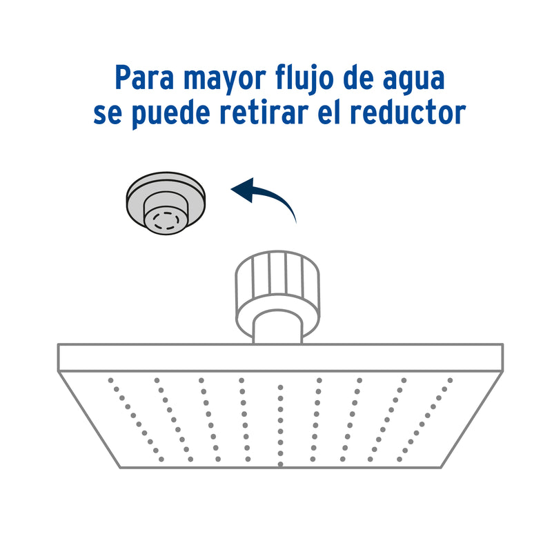 Regadera cromo 8" plato cuadrado delgado con brazo,  Riviera