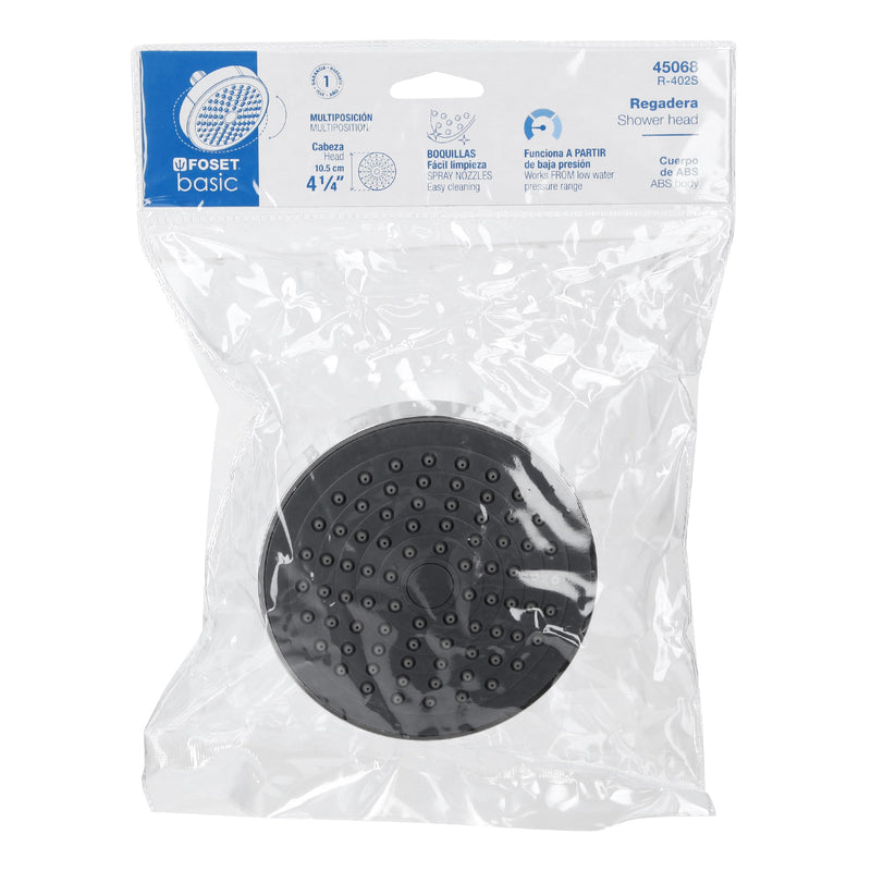 Regadera redonda de ABS 4-1/4" sin brazo,  Foset Basic