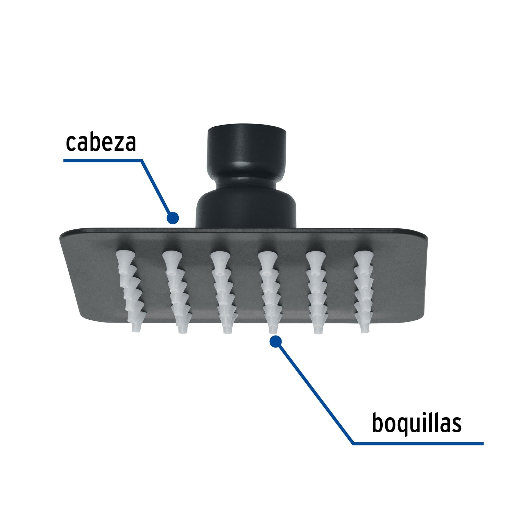 Regadera cuadrada 4", acero inoxidable sin brazo, negro, Tubig
