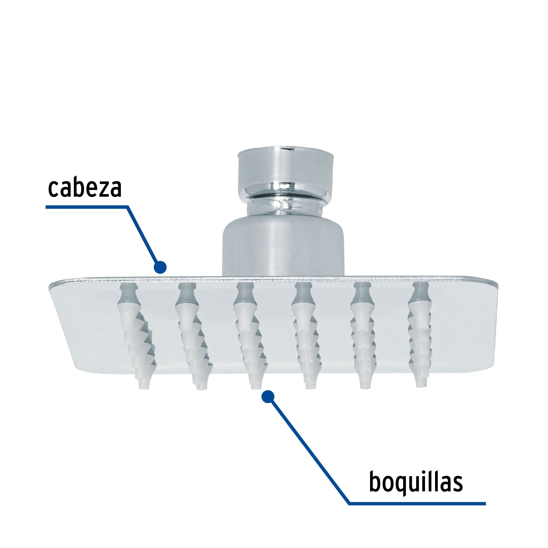 Regadera cuadrada 4", acero inoxidable sin brazo, cromo, Túbig