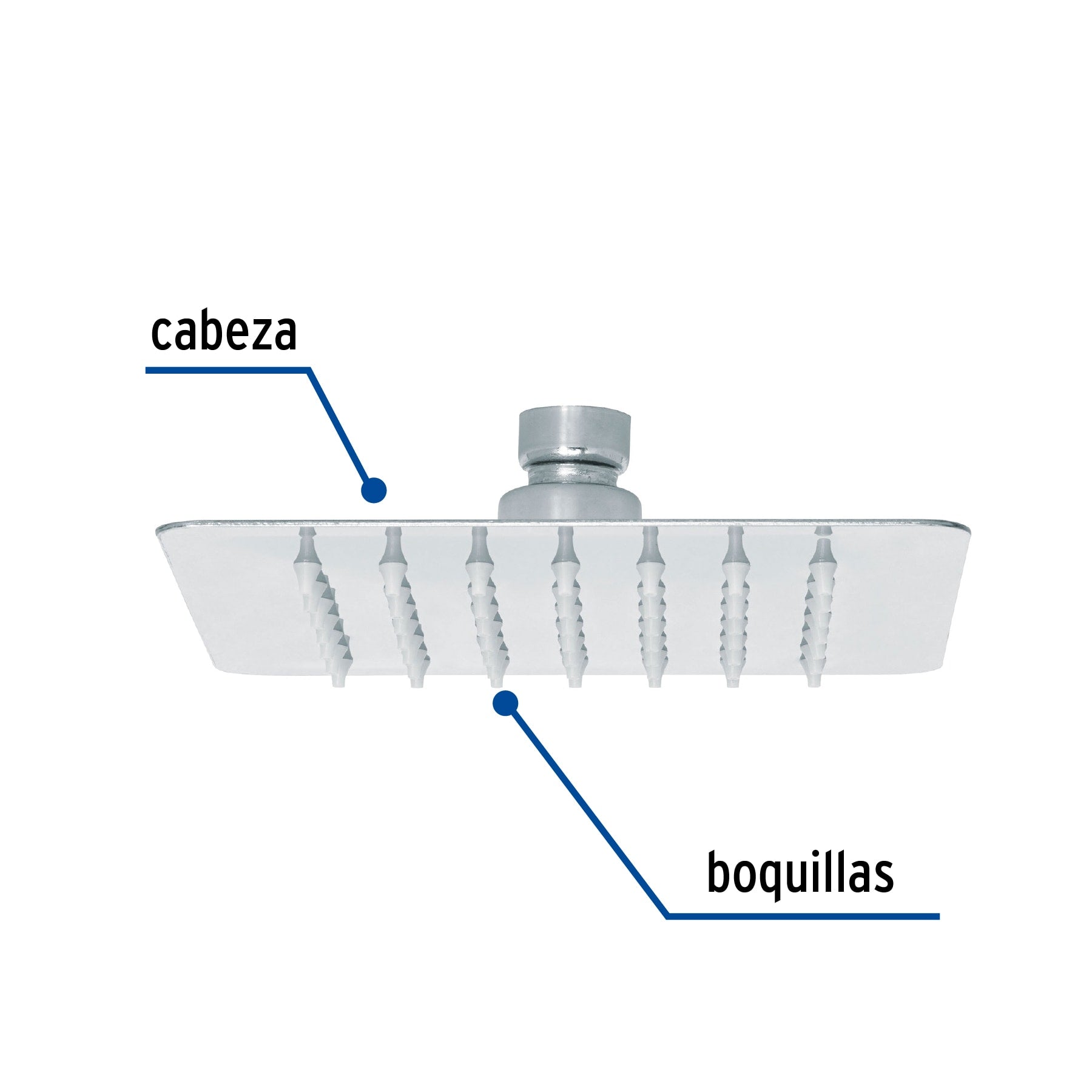Regadera cuadrada 6", acero inoxidable sin brazo, cromo, Túbig