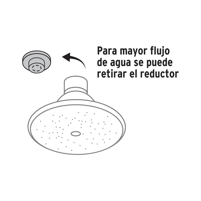 Regadera redonda 3" brazo y chapetón de acero,  Foset Aqua