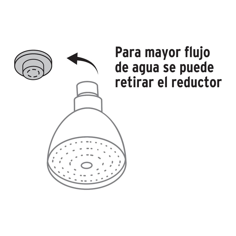 Regadera cónica 2-1/2" brazo y chapetón de acero,  Foset Aqua