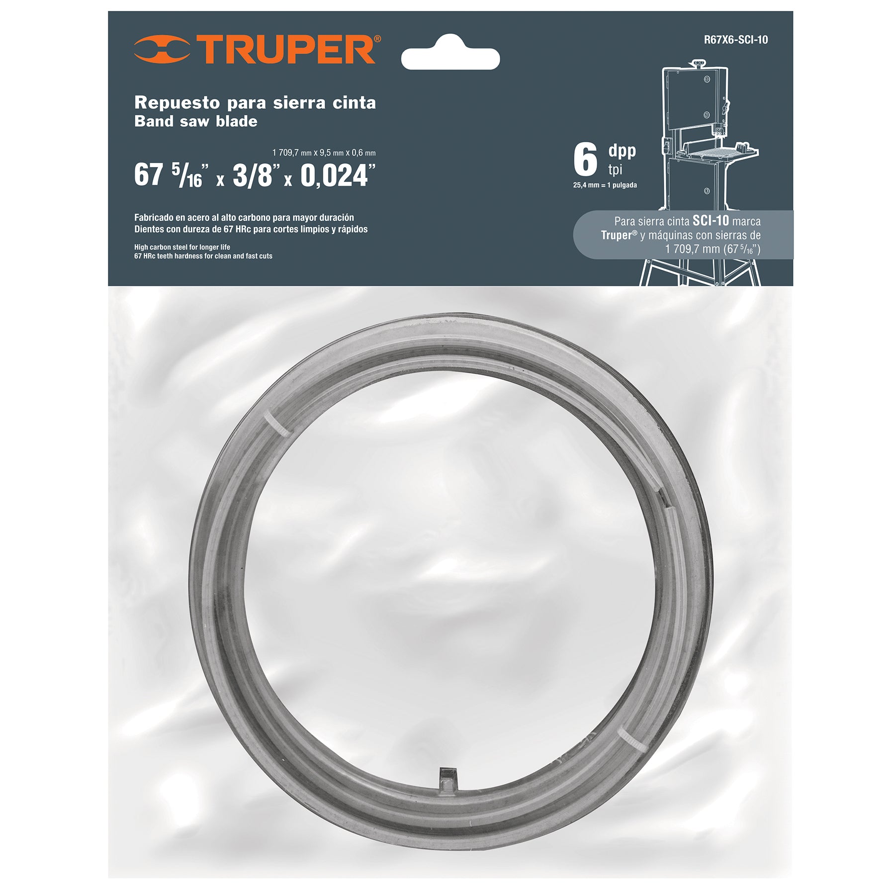Repuesto sierra 67" x 6 dpp, para sierra cinta SCI-10