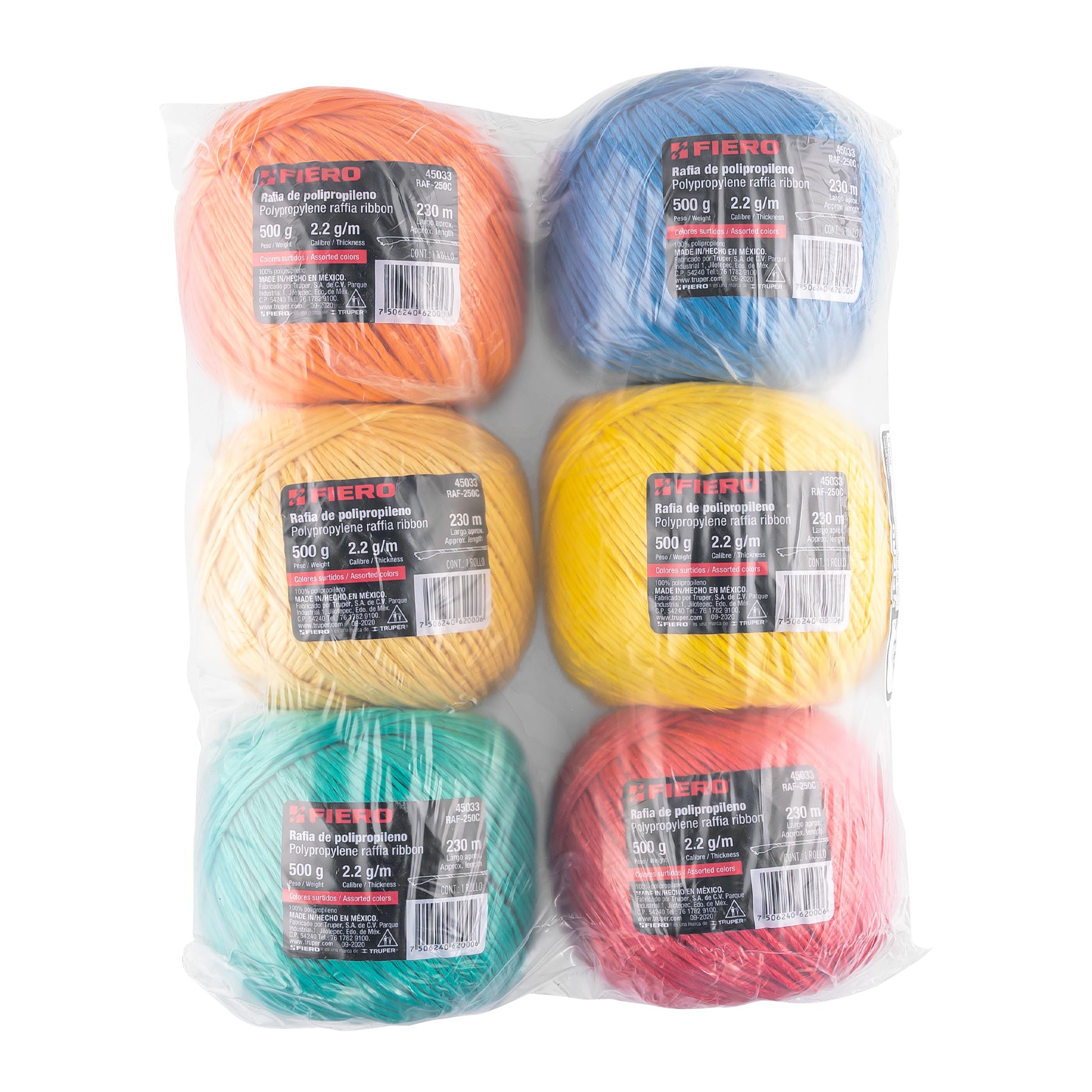 Rollo de rafia de 230 m colores surtidos calibre 2.2 g/m
