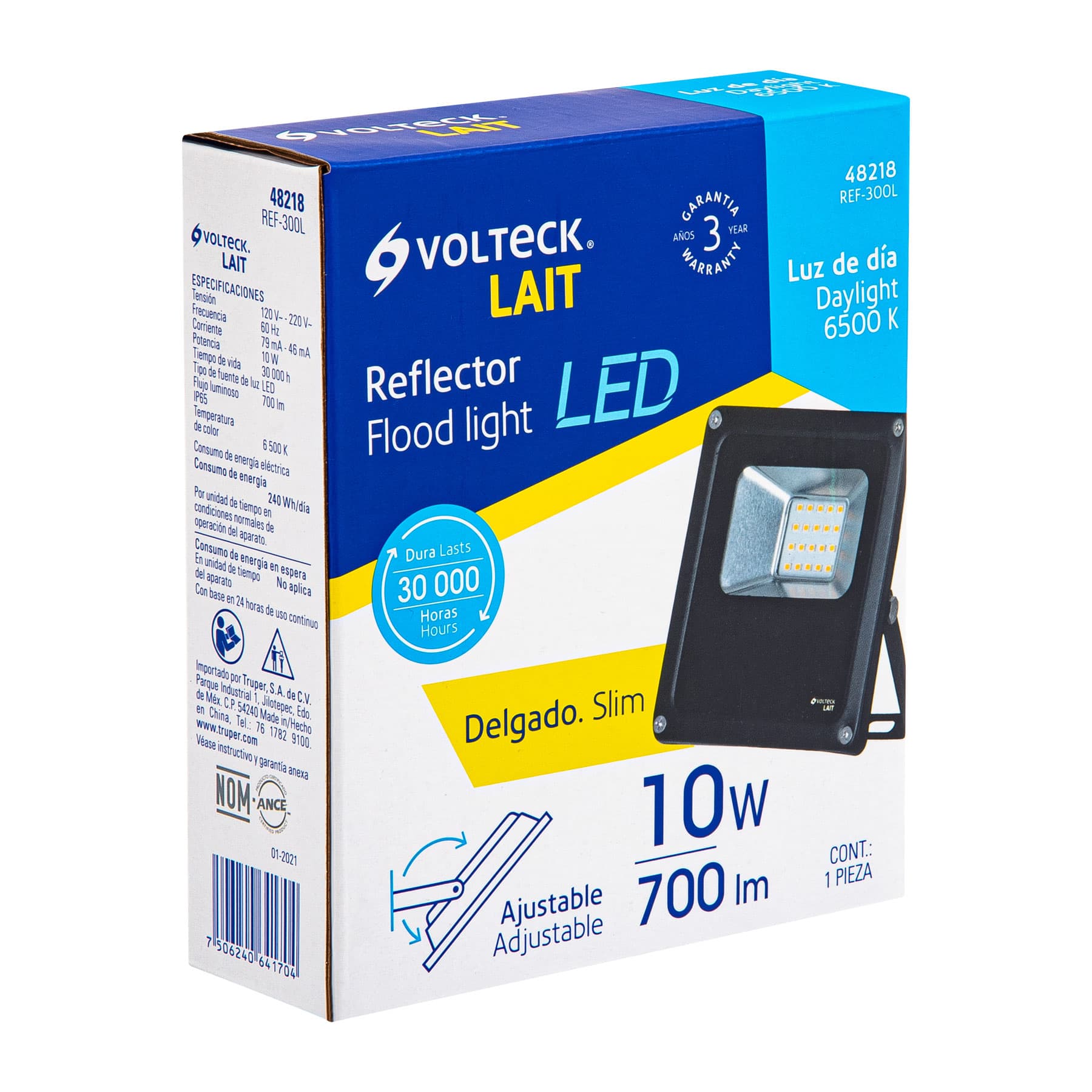 Reflector delgado de LED 10 W luz de día, Volteck
