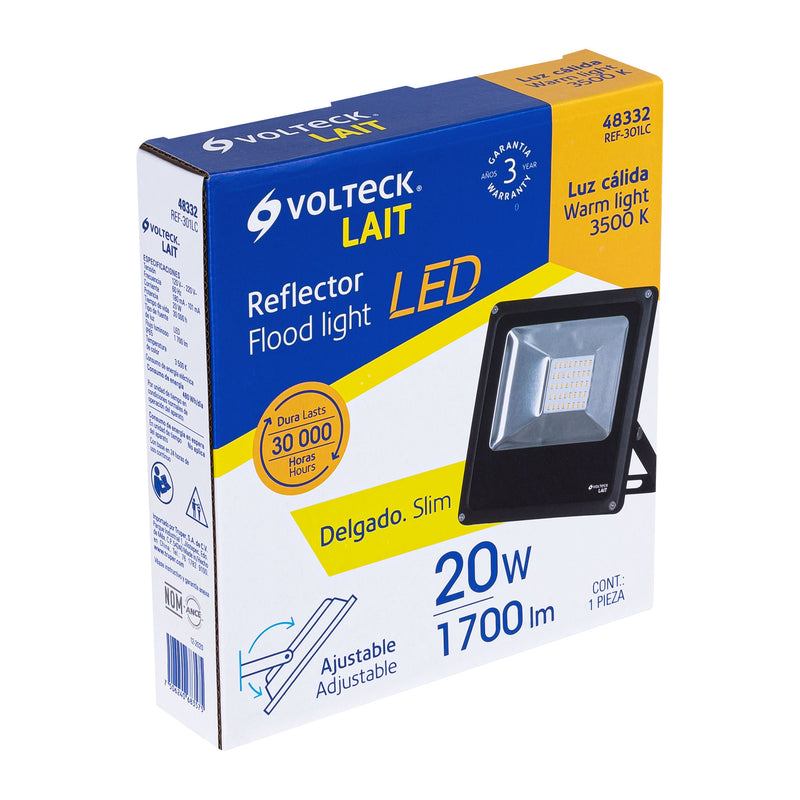 Reflector delgado de LED 20 W luz cálida,  Volteck