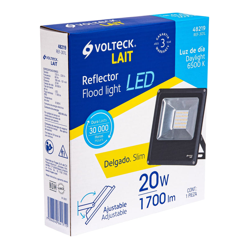 Reflector delgado de LED 20 W luz de día,  Volteck
