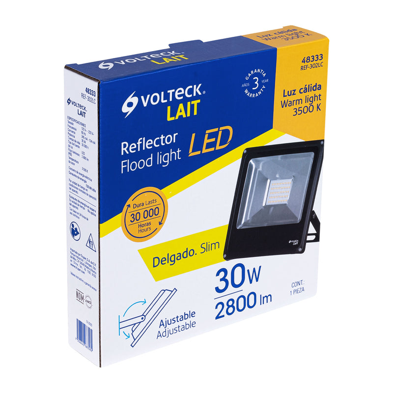 Reflector delgado de LED 30 W luz cálida,  Volteck