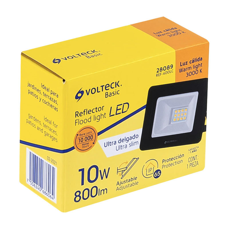 Reflector ultra delgado LED 10 W luz cálida,  Volteck Basic