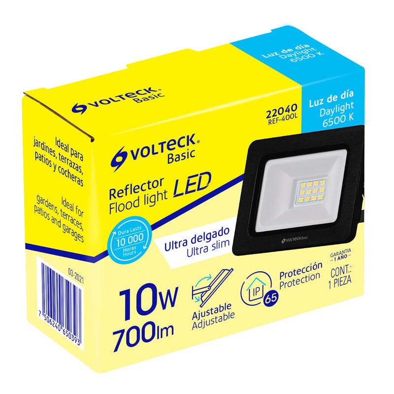 Reflector ultra delgado LED 10 W luz de día,  Volteck Basic