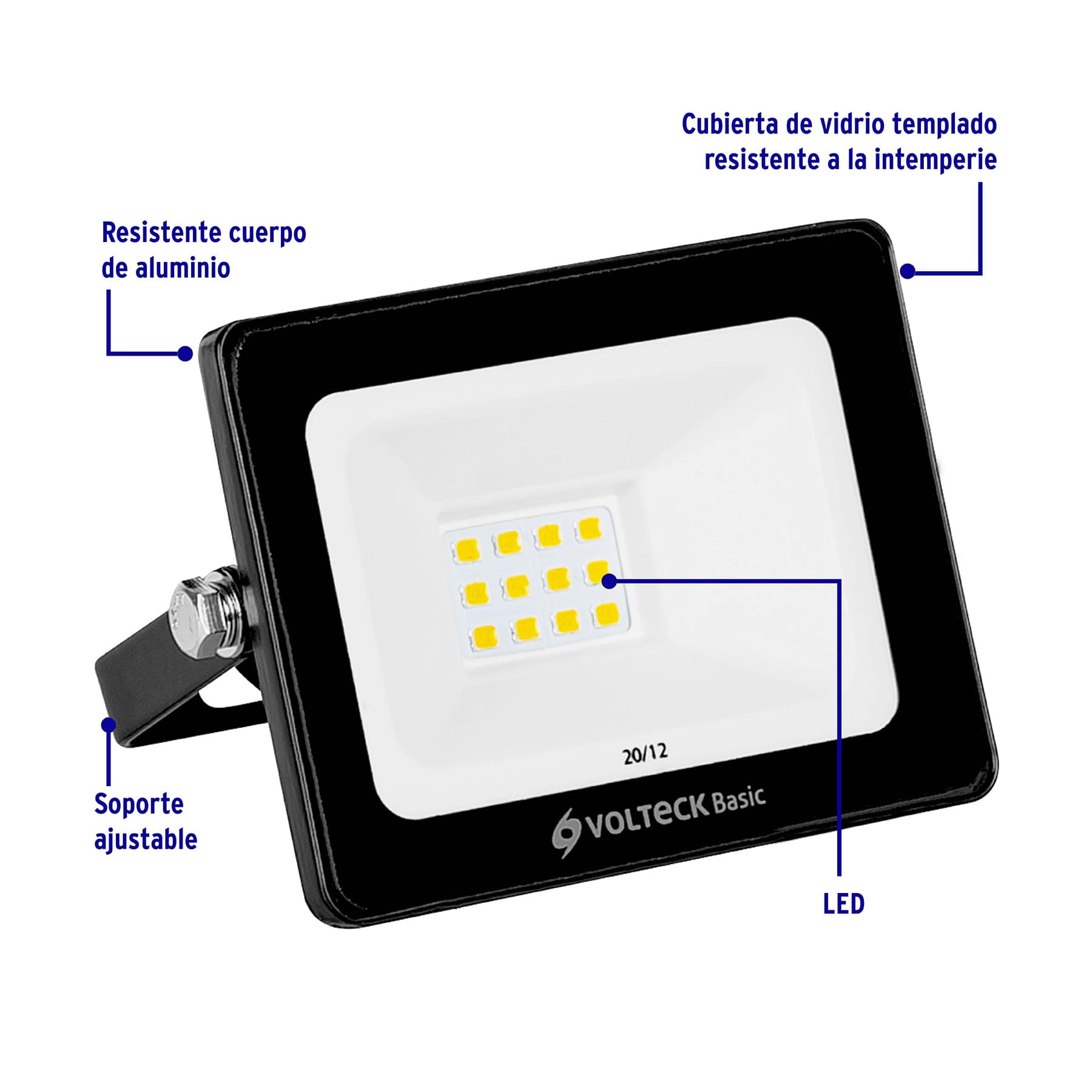 Reflector ultra delgado LED 10 W luz de día, Volteck Basic