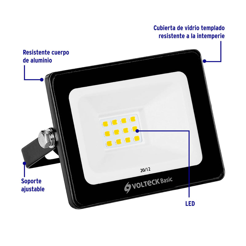 Reflector ultra delgado LED 10 W luz de día,  Volteck Basic