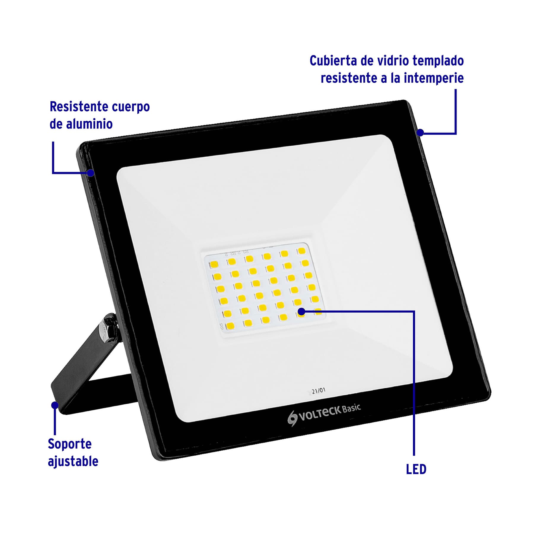 Reflector ultra delgado LED 30 W luz de día, Volteck Basic