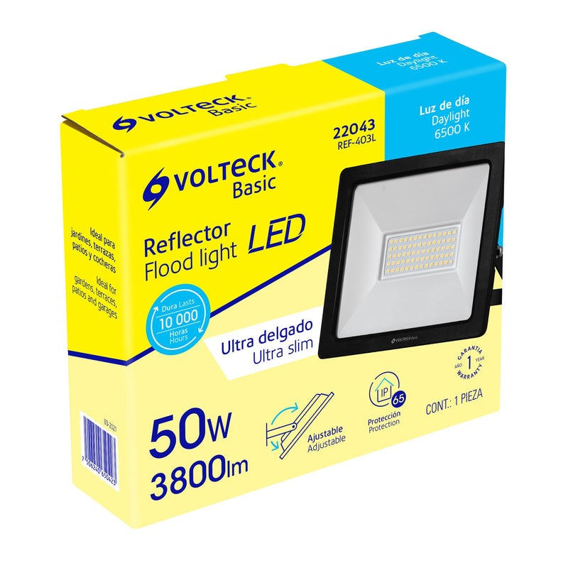 Reflector ultra delgado LED 50 W luz de día,  Volteck Basic