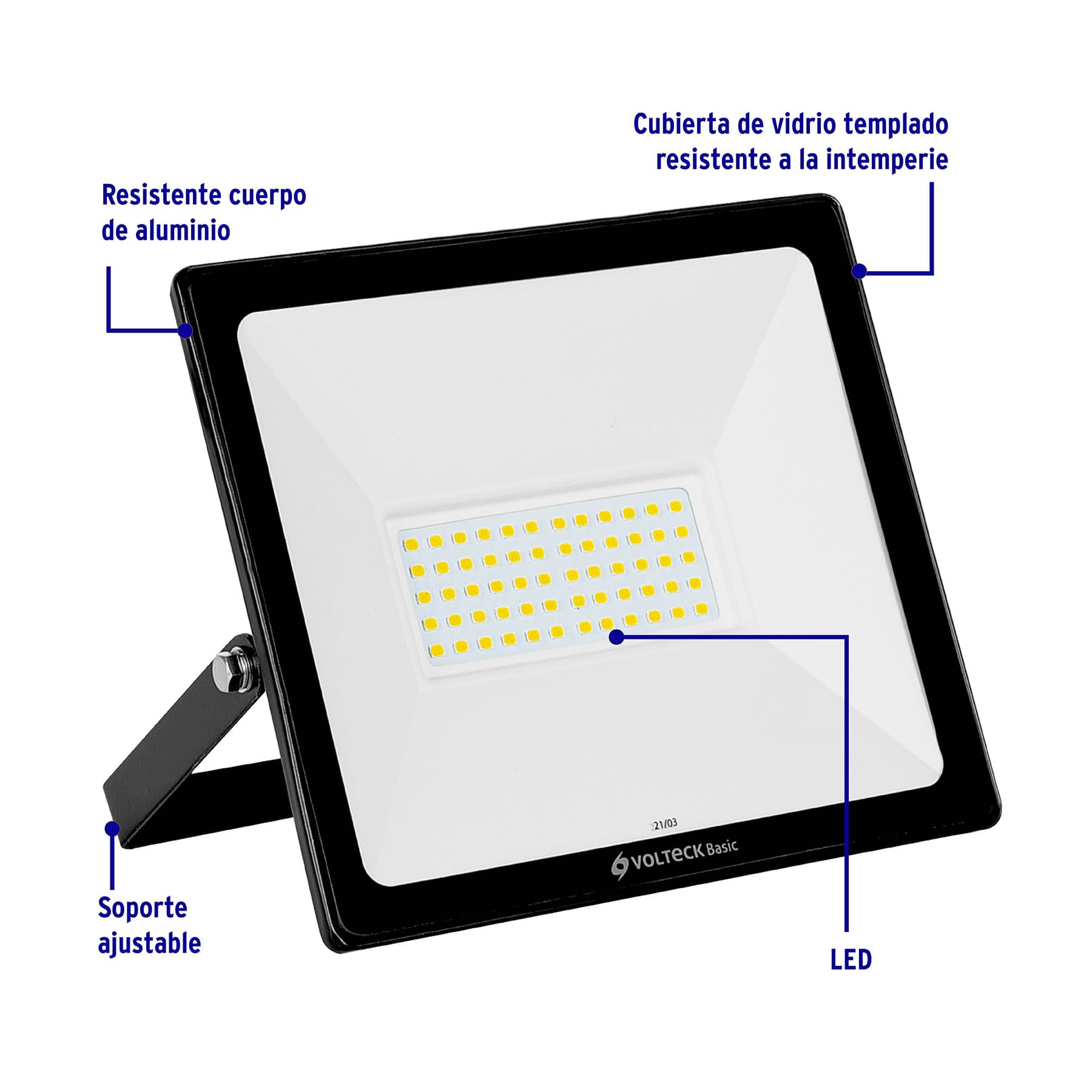 Reflector ultra delgado LED 50 W luz de día, Volteck Basic