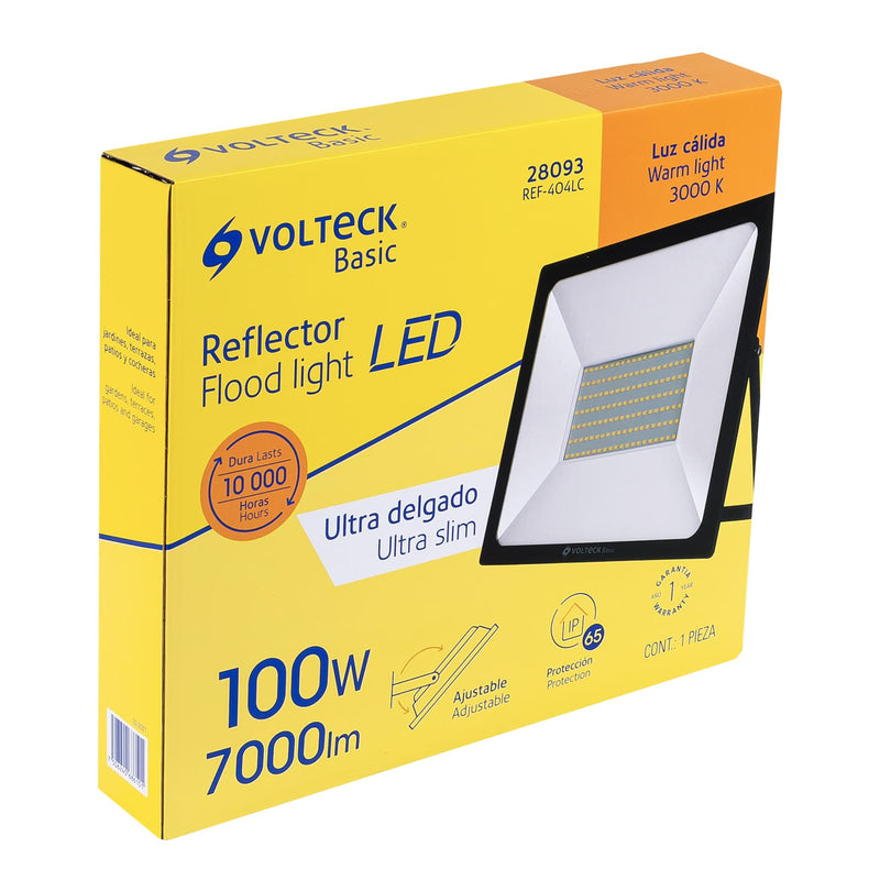 Reflector ultra delgado LED 100 W luz cálida,  Volteck Basic