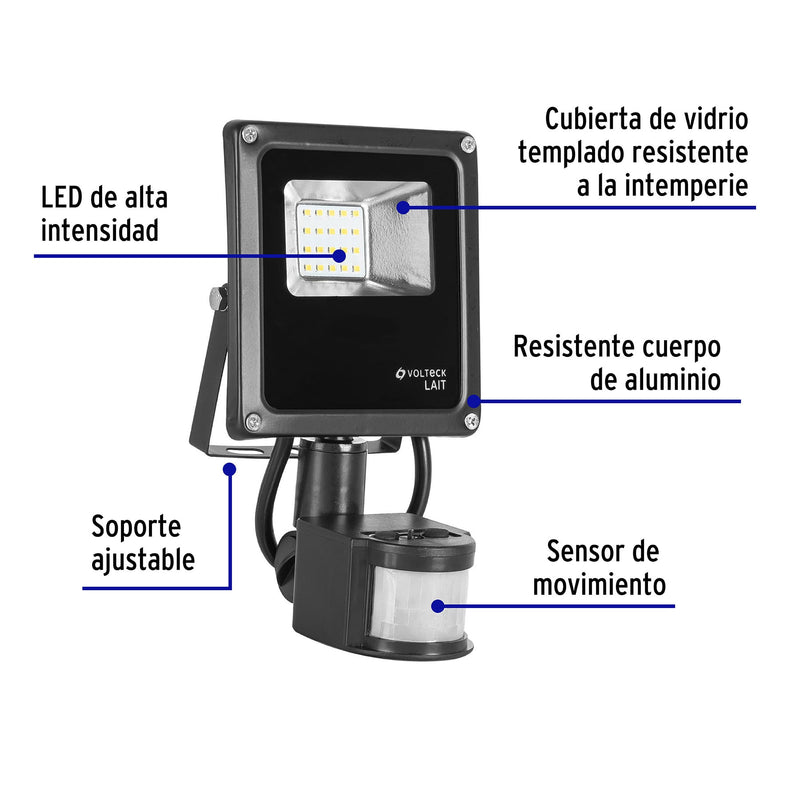Reflector LED 10 W alta intensidad con sensor de movimiento