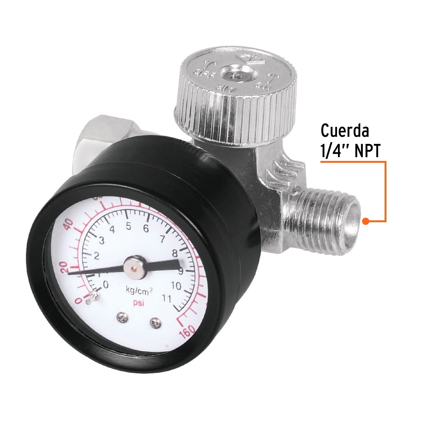 Regulador de aire con manómetro, cuerda 1/4" NPT, Truper