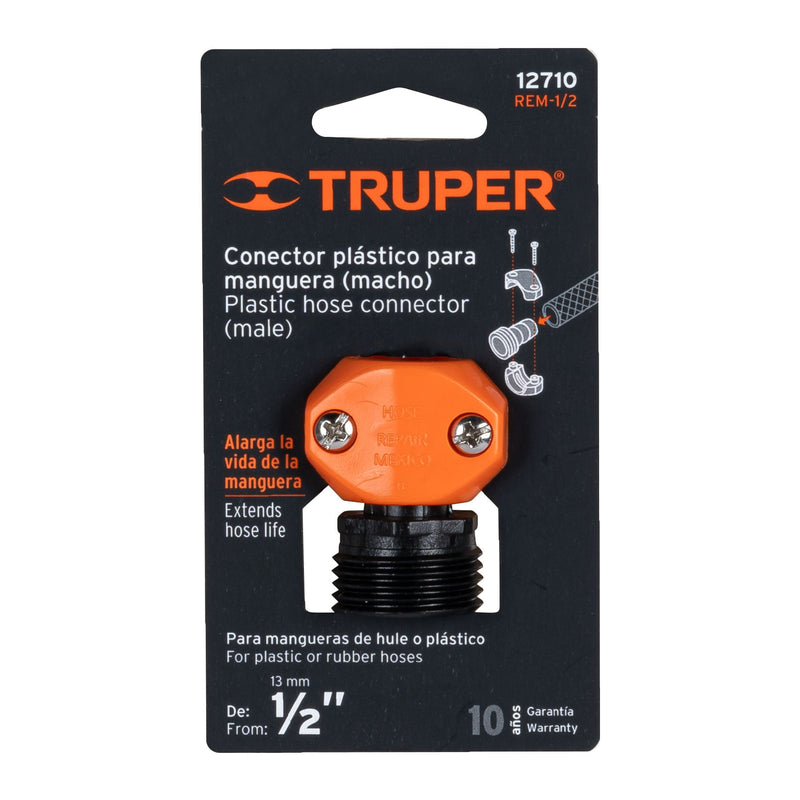 Conector 1/2" macho de ABS para manguera,  Truper