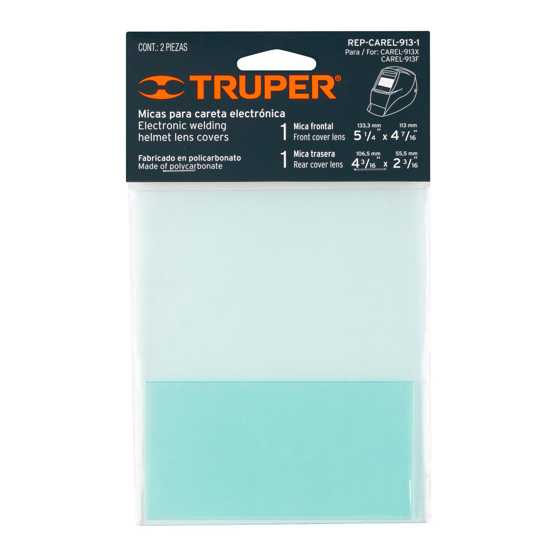 Bolsa con 2 micas para careta CAREL-913X y CAREL-913F, Truper