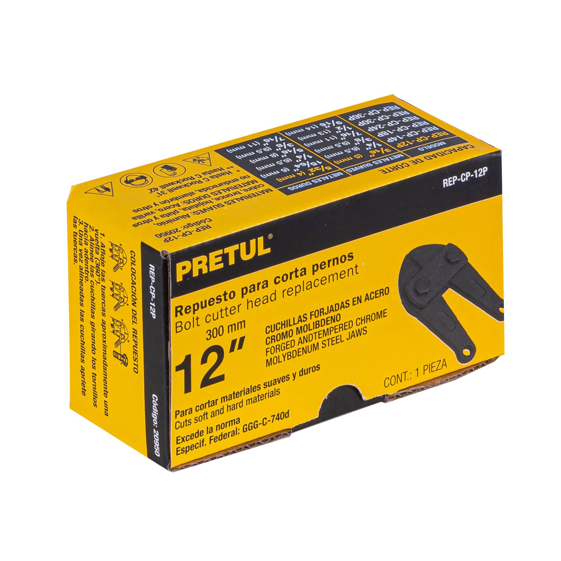 Cuchillas de repuesto para cortapernos 12", Pretul