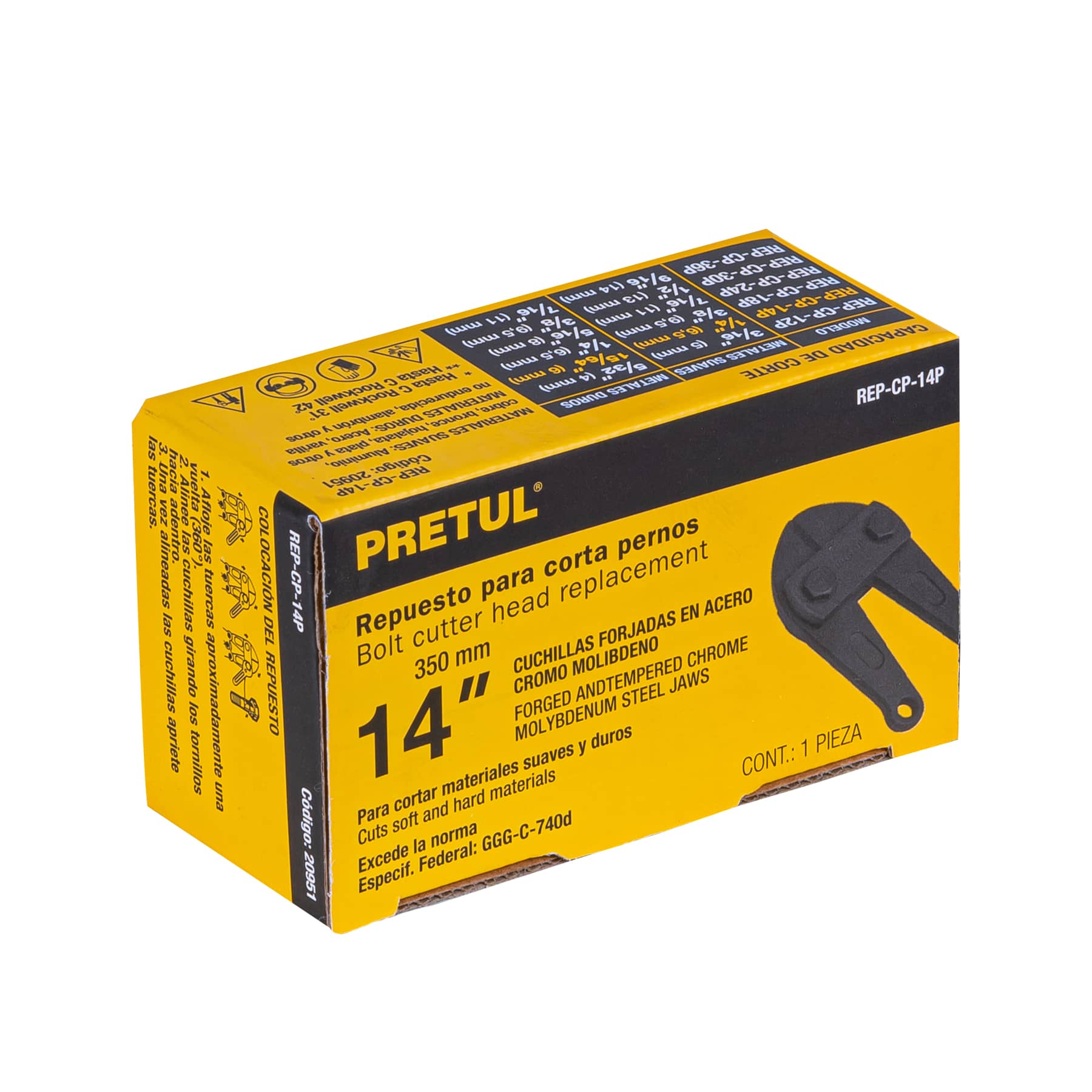Cuchillas de repuesto para cortapernos 14", Pretul