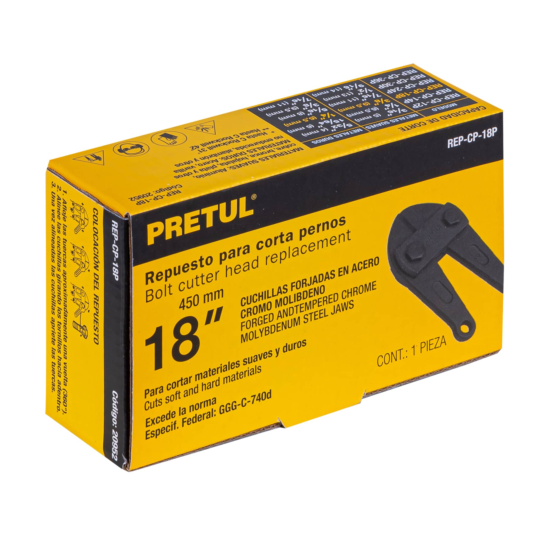 Cuchillas de repuesto para cortapernos 18", Pretul