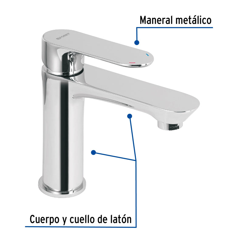 Monomando cromo cuello corto para lavabo,  Foset Riviera