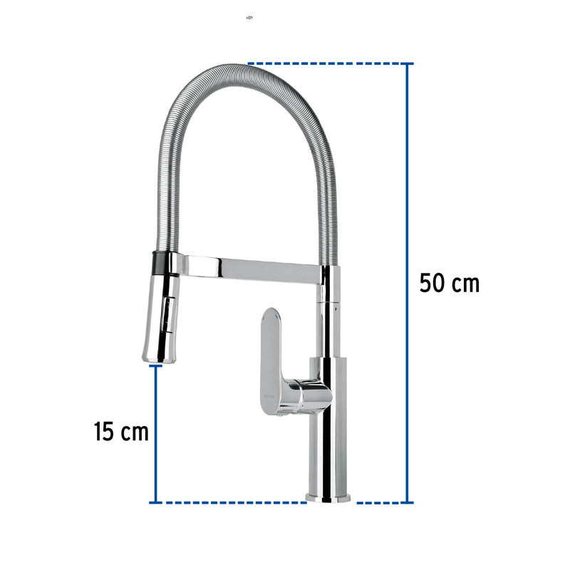 Monomando cromo nariz flexible para fregadero,  Riviera