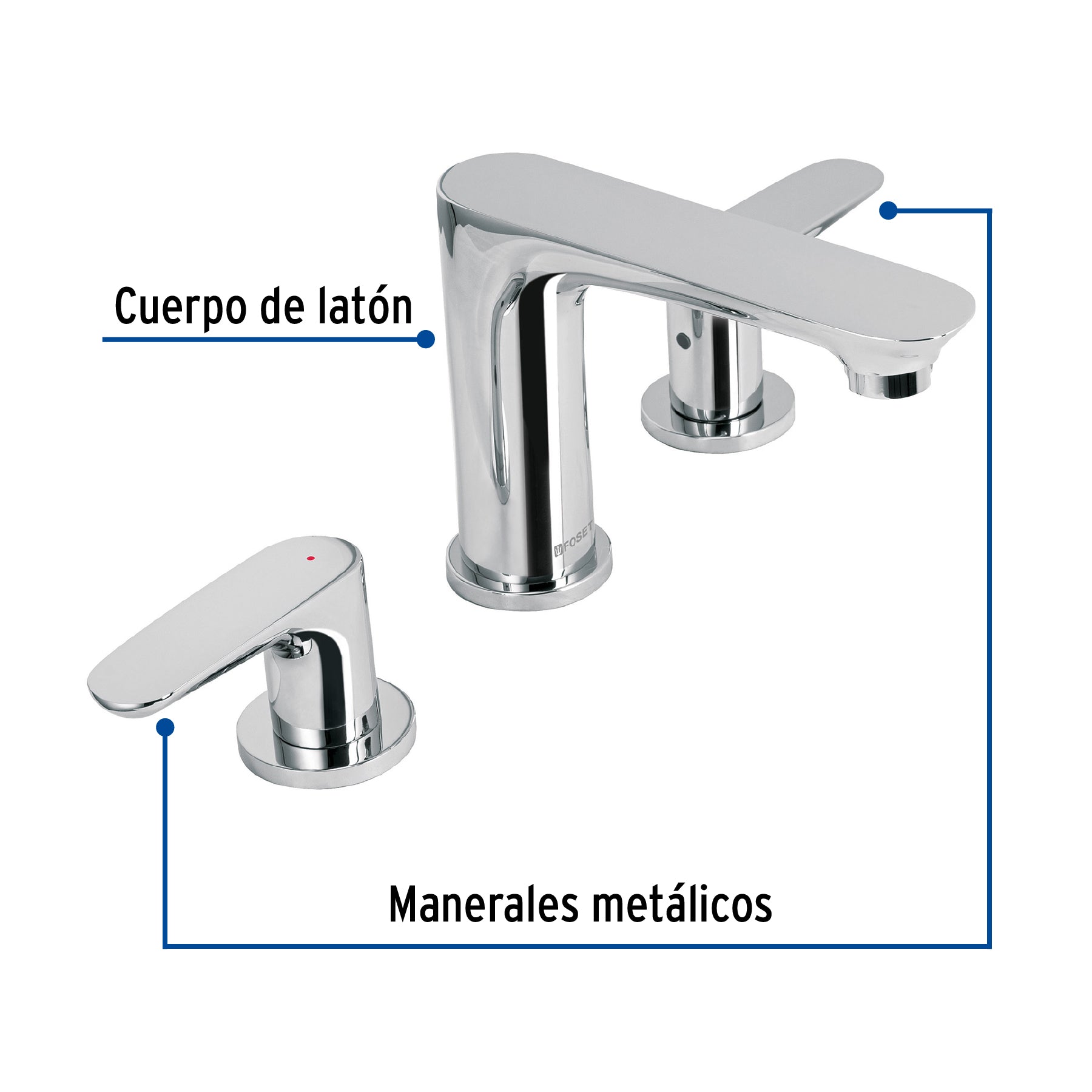 Mezcladora lavabo taladros separados, cromo, Foset RIVIERA