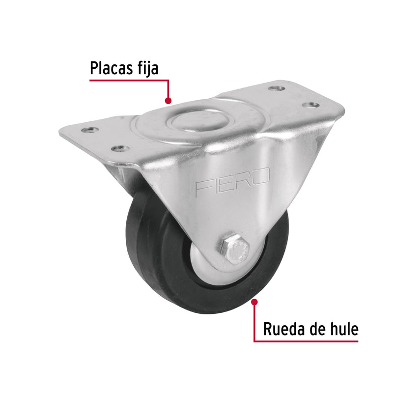 Rodaja hule 3",  placa fija con balero,  carga 110 kg,  Fiero