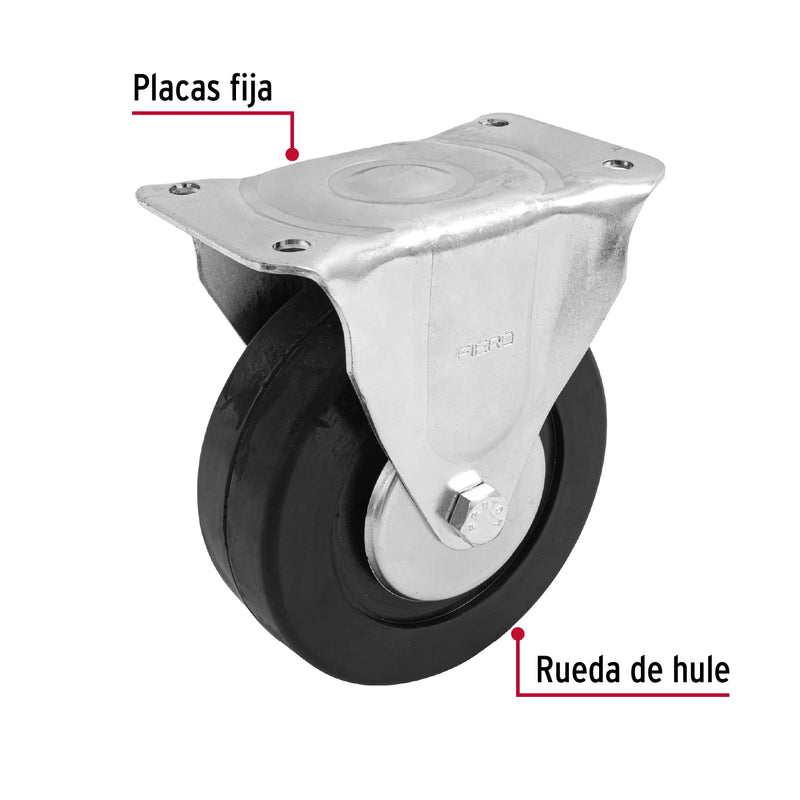 Rodaja hule 6",  placa fija con balero,  carga 150 kg,  Fiero