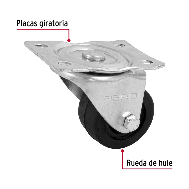 Rodaja hule 2-1/2",  placa giratoria con buje,  carga 60 kg