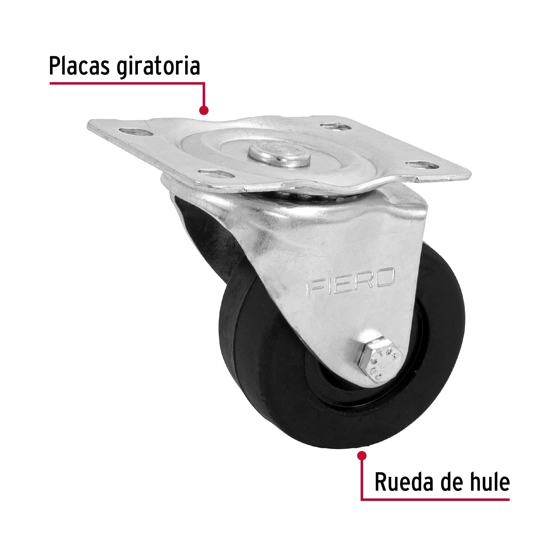 Rodaja hule 3", placa giratoria con buje, carga 60kg, Fiero