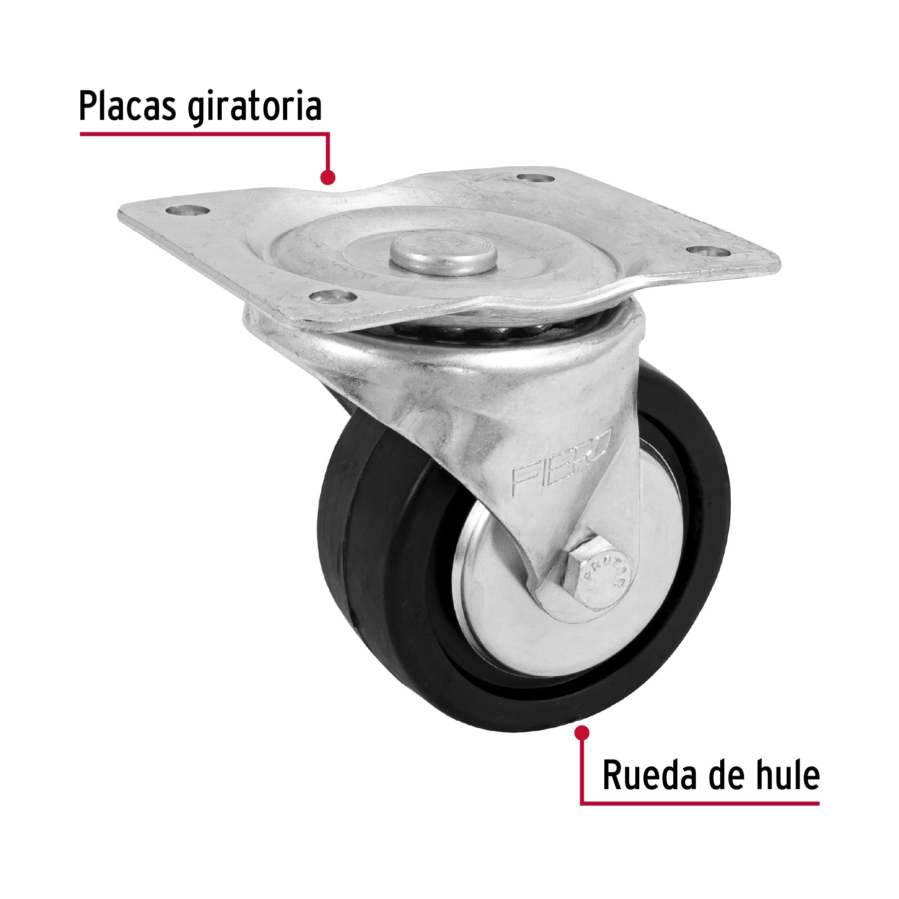 Rodaja hule 4", placa giratoria con balero, carga 100kg, Fiero